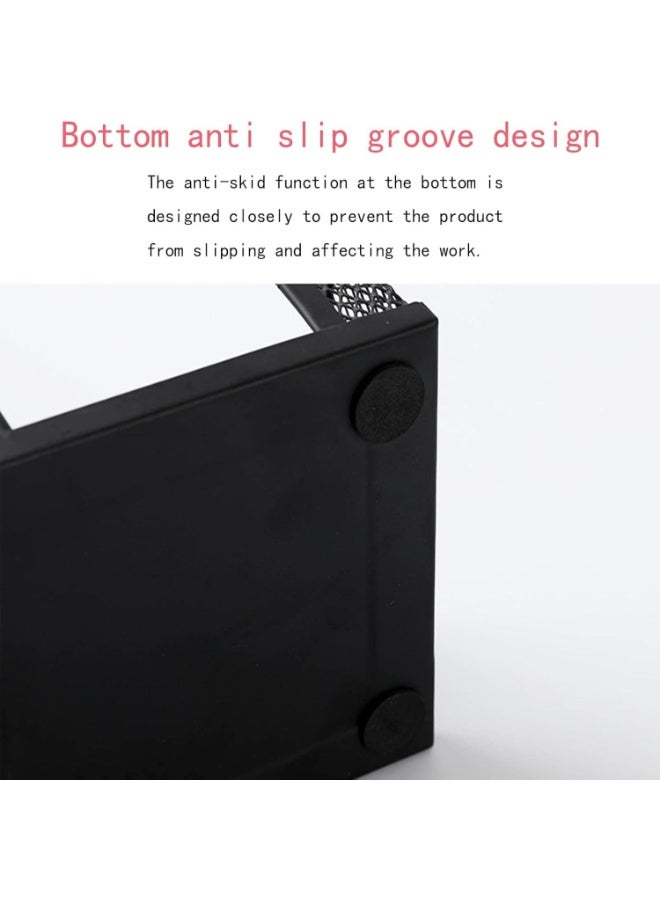 FAYET Black Mesh Desk Organizer Pencil Holder with Sticky Notes Slot, Metal Office Supplies Caddy for Pens, Pencils, Scissors and Paper Clips for Home, School and Office - Image 4